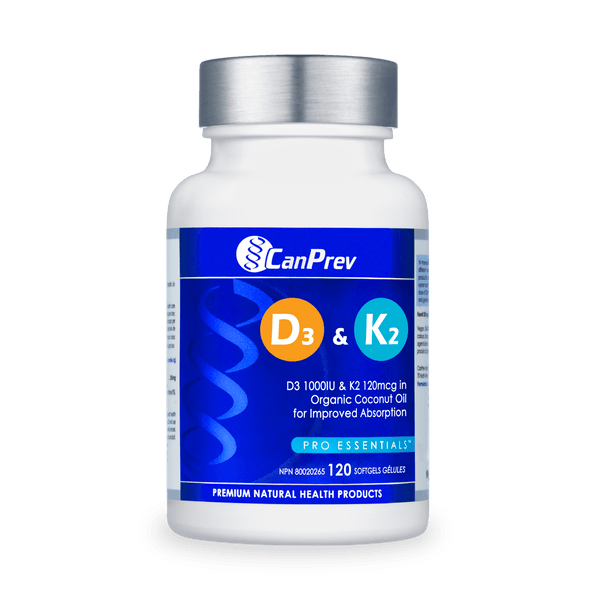 CanPrev D3 & K2 in Organic Coconut Oil 120 Softgels - Five Natural