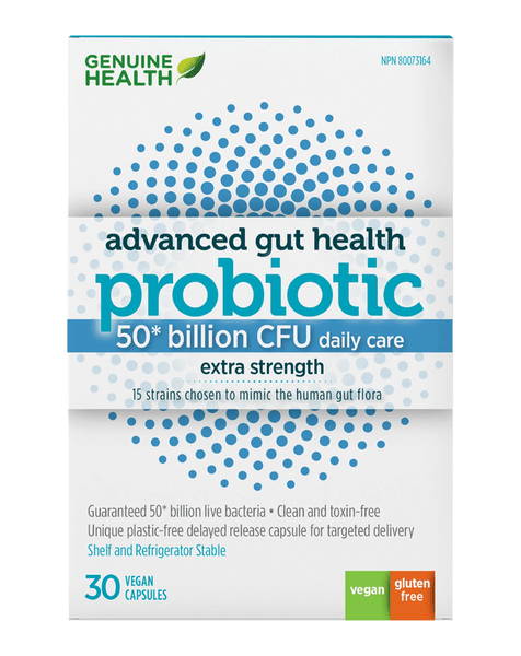 Genuine Health Advanced Gut Health Probiotic 50 Billion CFU 30 Capsules - Five Natural