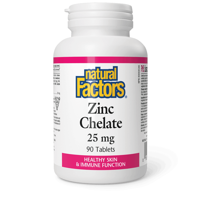 Natural Factors Zinc Chelate 25 mg 90 Tablets - Five Natural
