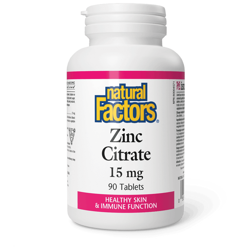 Natural Factors Zinc Citrate 15 mg 90 Tablets - Five Natural