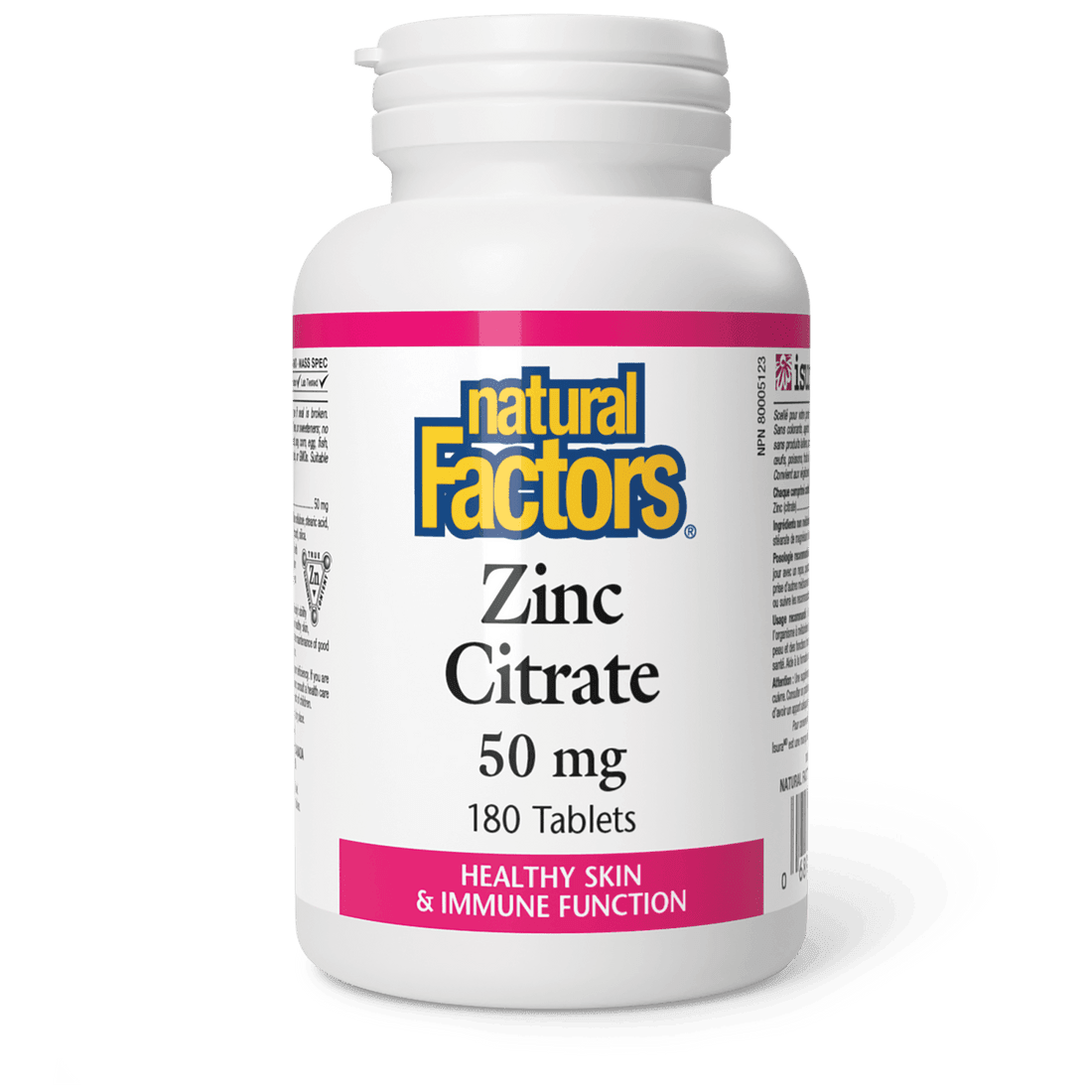 Natural Factors Zinc Citrate 50mg 180 Tablets