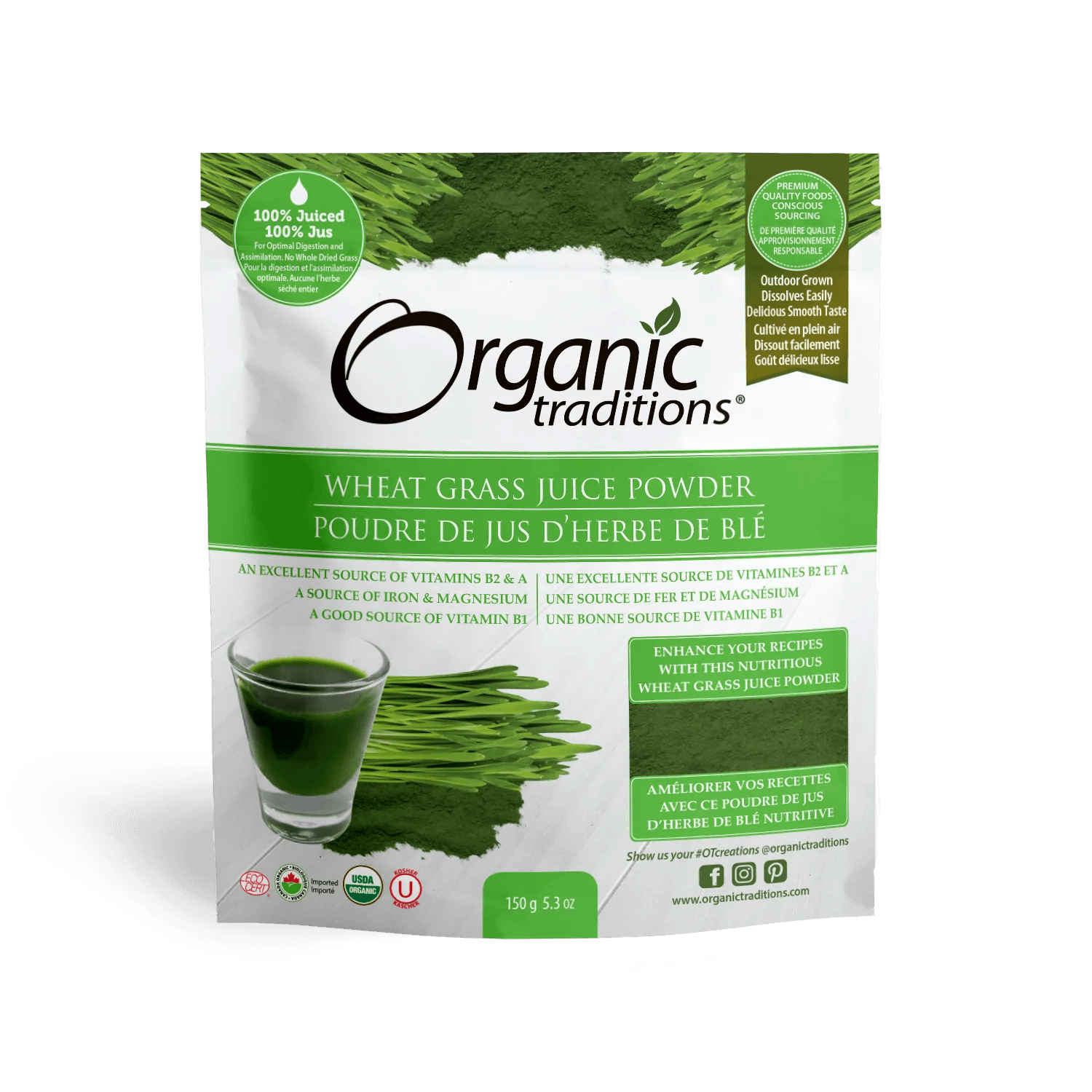 Organic Traditions Wheat Grass Juice Powder 150g