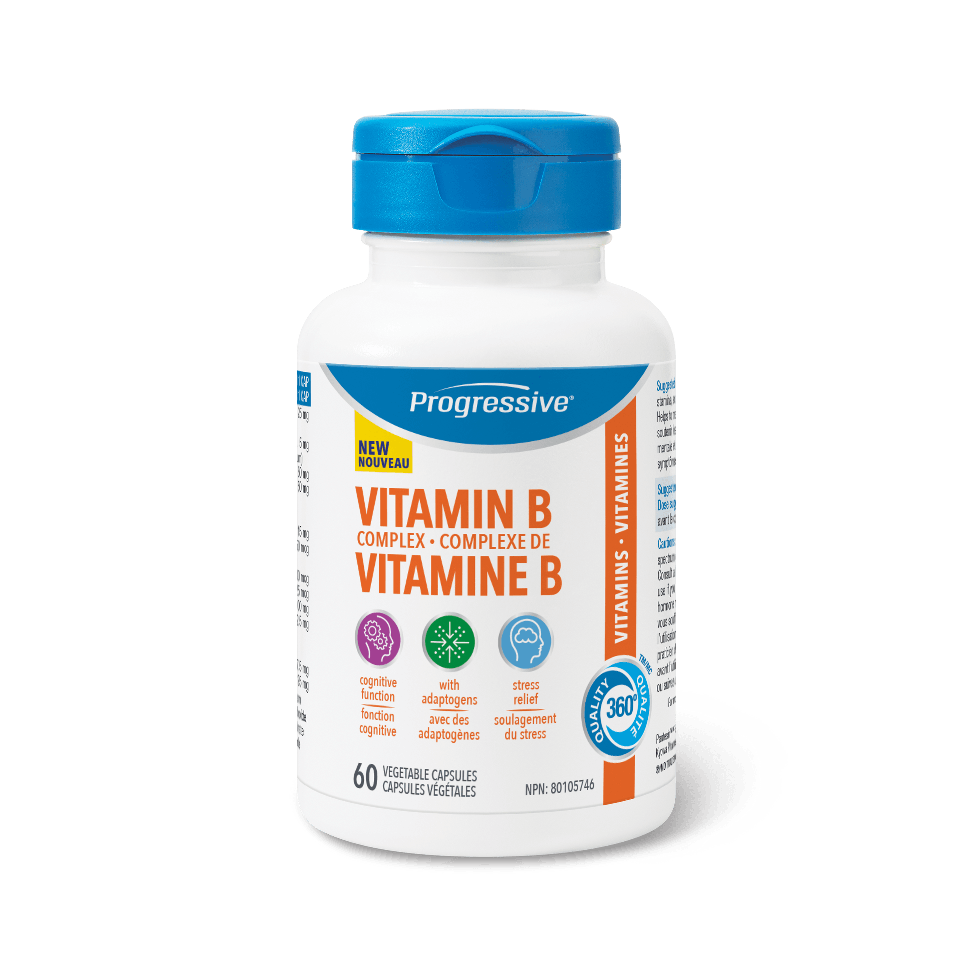 Progressive Vitamin B Complex with Rhodiola + LTheanine 60 Capsules