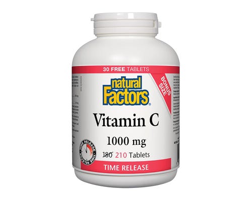 Natural Factors Vitamin C Time Release 1000mg Bonus Size 180+30 Tablets