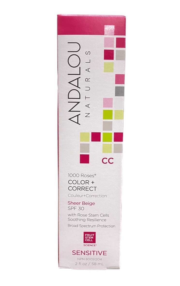 Andalou Naturals 1000 Roses CC Sheer Beige SPF 30 58mL - Five Natural