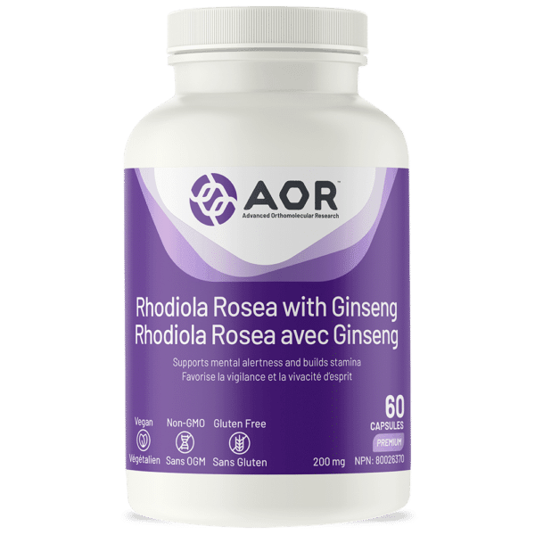 AOR Rhodiola Rosea with Ginseng 60 Capsules - Five Natural