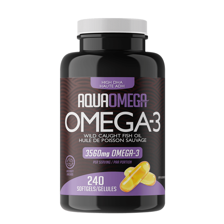 AquaOmega Omega-3 High DHA 240 Softgels - Five Natural
