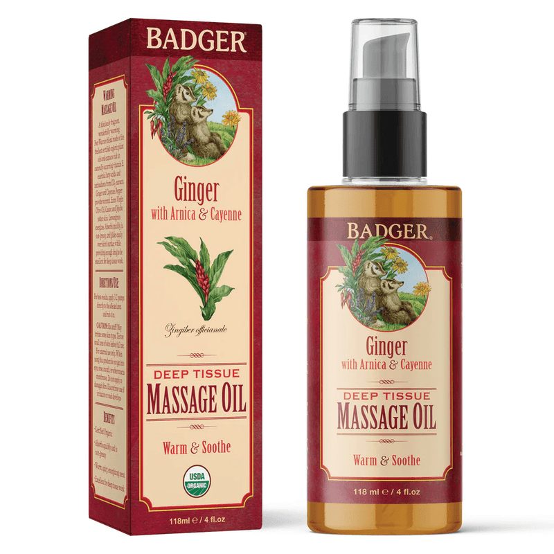 Badger Balms Ginger Deep Tissue Massage Oil 113g - Five Natural