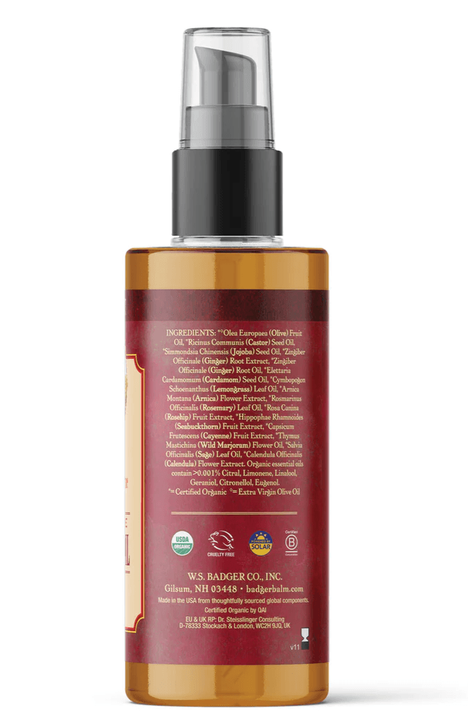 Badger Balms Ginger Deep Tissue Massage Oil 113g - Five Natural