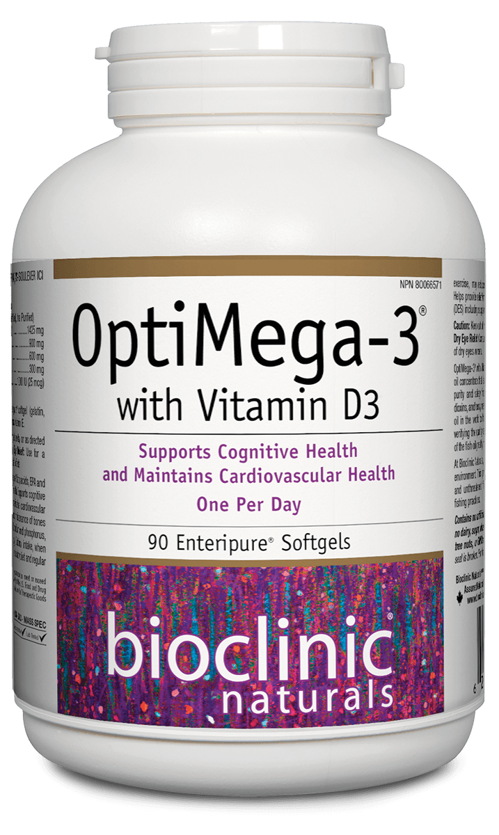 Bioclinic Naturals OptiMega-3 with Vitamin D3 90 Softgels - Five Natural