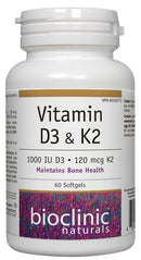 Bioclinic Naturals Vitamin D3 & K2 60 Softgels - Five Natural