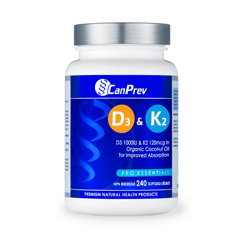 CanPrev D3 & K2 in Organic Coconut Oil 240 Softgels - Five Natural