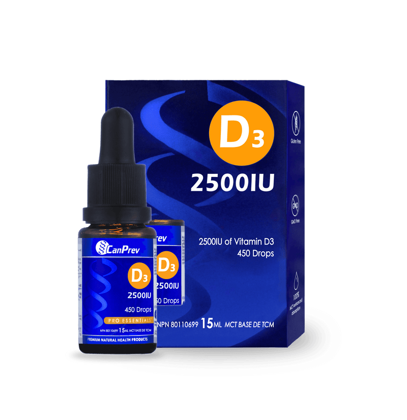 CanPrev D3 Drops 2500IU MCT Base 15mL - Five Natural