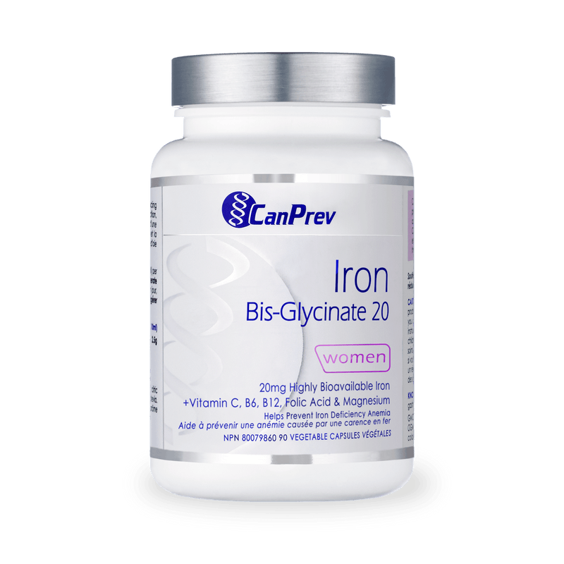 CanPrev Iron Bis-Glycinate 20 90 Veg Capsules - Five Natural