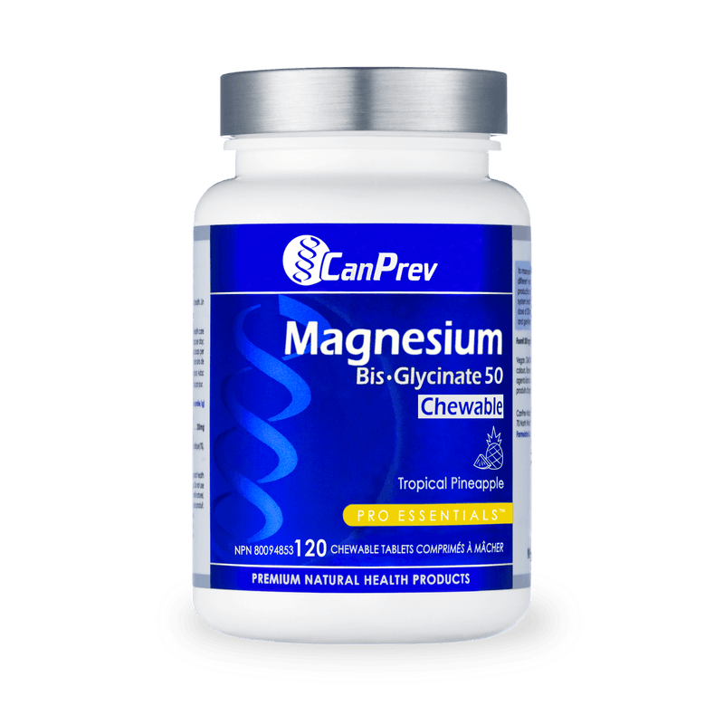 CanPrev Magnesium Bis-Glycinate 50 Tropical Pineapple 120 Chewable Tablets - Five Natural
