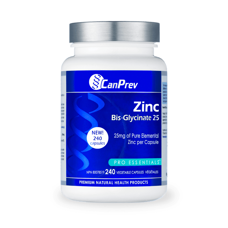 CanPrev Zinc Bis-Glycinate 25 240 Veg Capsules - Five Natural