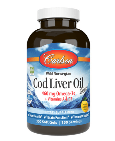 Carlson Cod Liver Oil Lemon Gems 300 Softgels - Five Natural