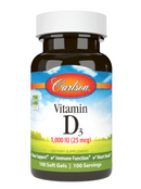 Carlson Vitamin D3 1,000IU 100 Softgels - Five Natural