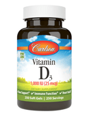 Carlson Vitamin D3 1,000IU 250 Softgels - Five Natural