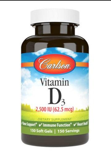 Carlson Vitamin D3 2500IU 150 Softgels - Five Natural