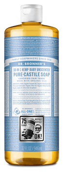 Dr. Bronner's Baby-Unscented Pure-Castile Liquid 946ml - Five Natural