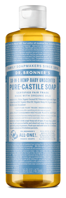Dr. Bronner's Baby-Unscented Pure-Castile Soap 473ml - Five Natural