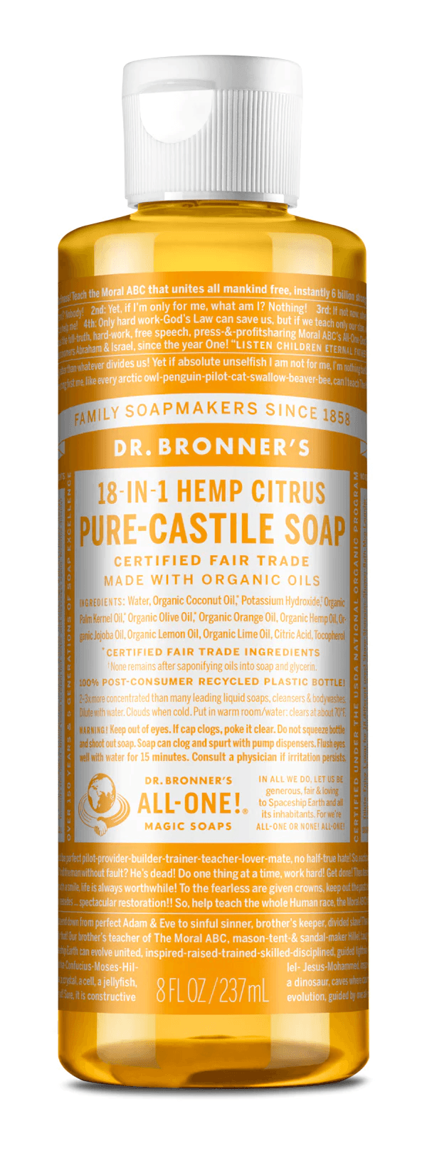 Dr. Bronner's Citrus Pure-Castile Soap 237ml - Five Natural