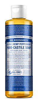 Dr. Bronner's Peppermint Pure-Castile Soap 237ml - Five Natural