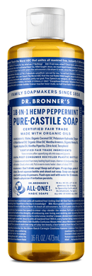 Dr. Bronner's Peppermint Pure-Castile Soap 473ml - Five Natural