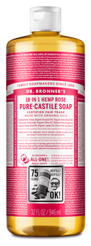 Dr. Bronner's Rose Pure-Castile Liquid Soap 946ml - Five Natural