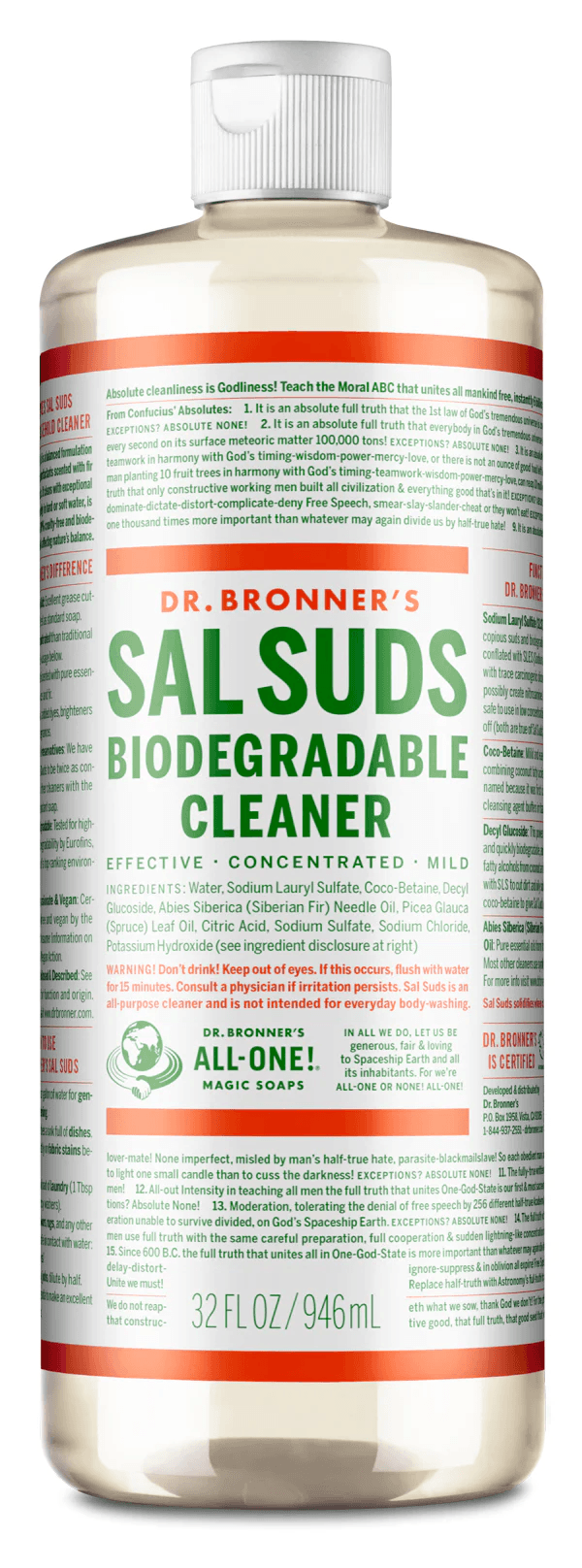 Dr. Bronner's Sal Suds Biodegradable Cleaner 946ml - Five Natural