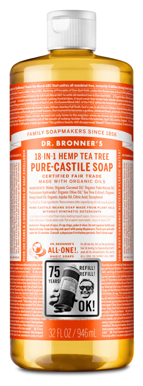 Dr. Bronner's Tea Tree Pure-Castile Liquid Soap 946ml - Five Natural