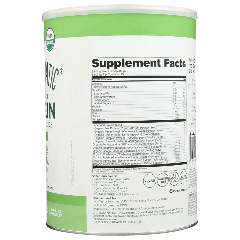 Plant-Based Protein with Superfoods - Unflavoured - 15 Servings480 g - Five Natural