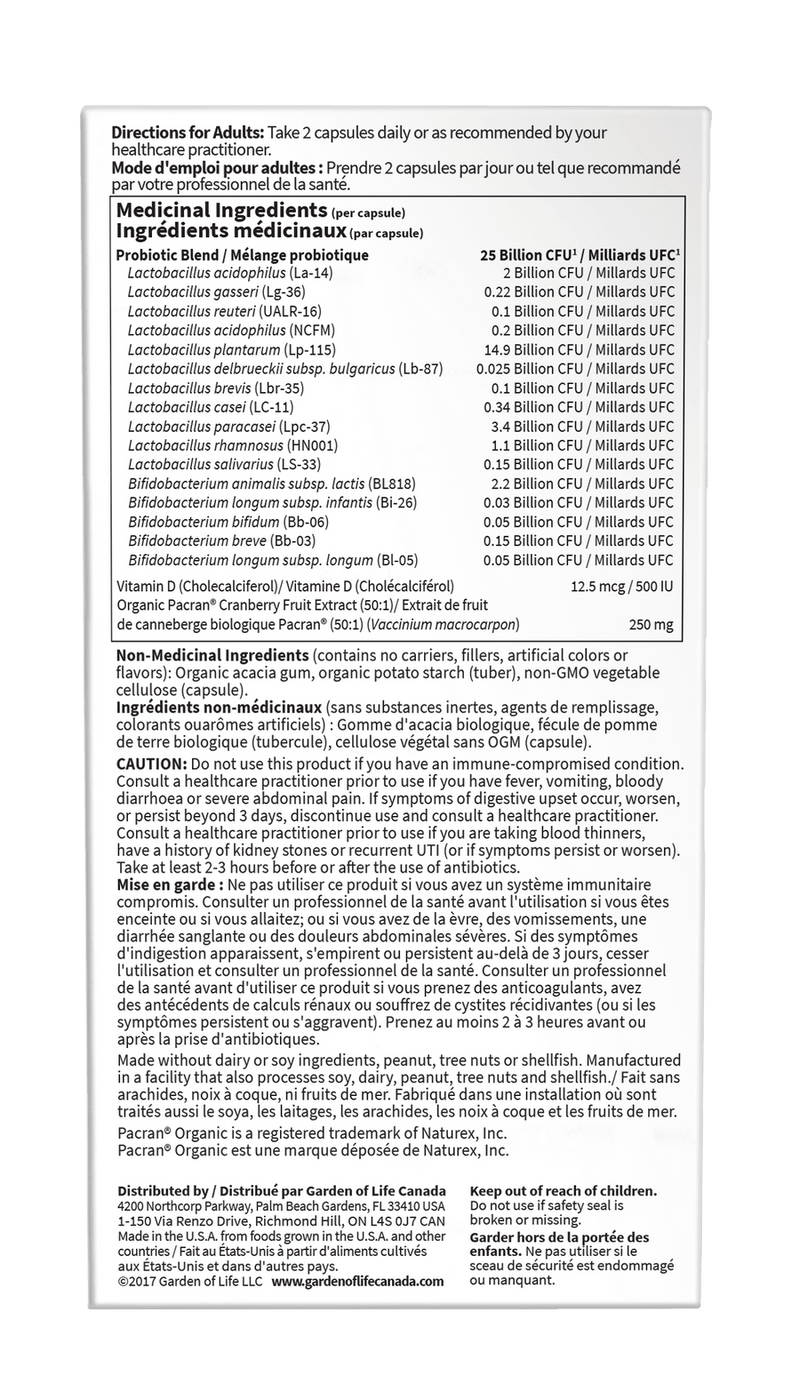 Garden of Life Dr. Formulated Urinary Tract+ 50B Shelf Stable 60 Veg Capsules - Five Natural