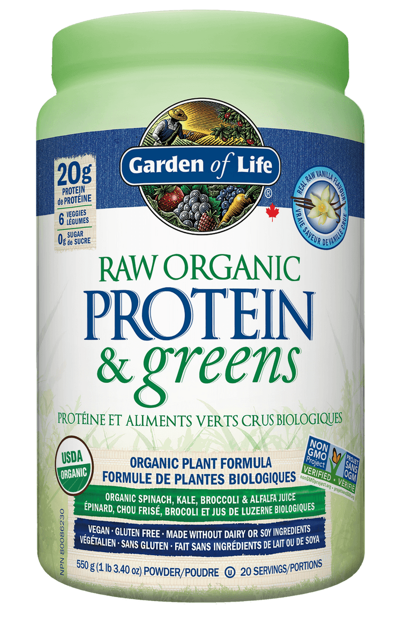 Garden of Life RAW Organic Protein & greens Vanilla 550g - Five Natural