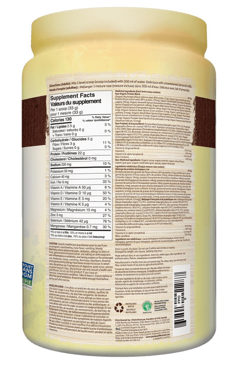 Garden of Life RAW Organic Protein Chocolate 660g - Five Natural
