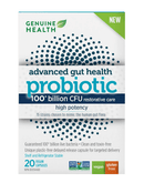 Genuine Health Advanced Gut Health Probiotic 100 Billion CFU 20 Capsules - Five Natural