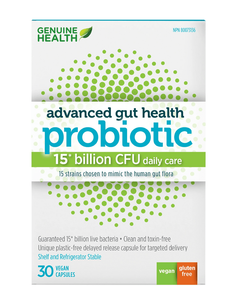 Genuine Health Advanced Gut Health Probiotic 15 Billion CFU 30 Capsules - Five Natural