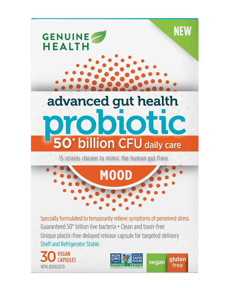 Genuine Health Advanced Gut Health Probiotic Mood 50 Billion CFU 30 Capsules - Five Natural