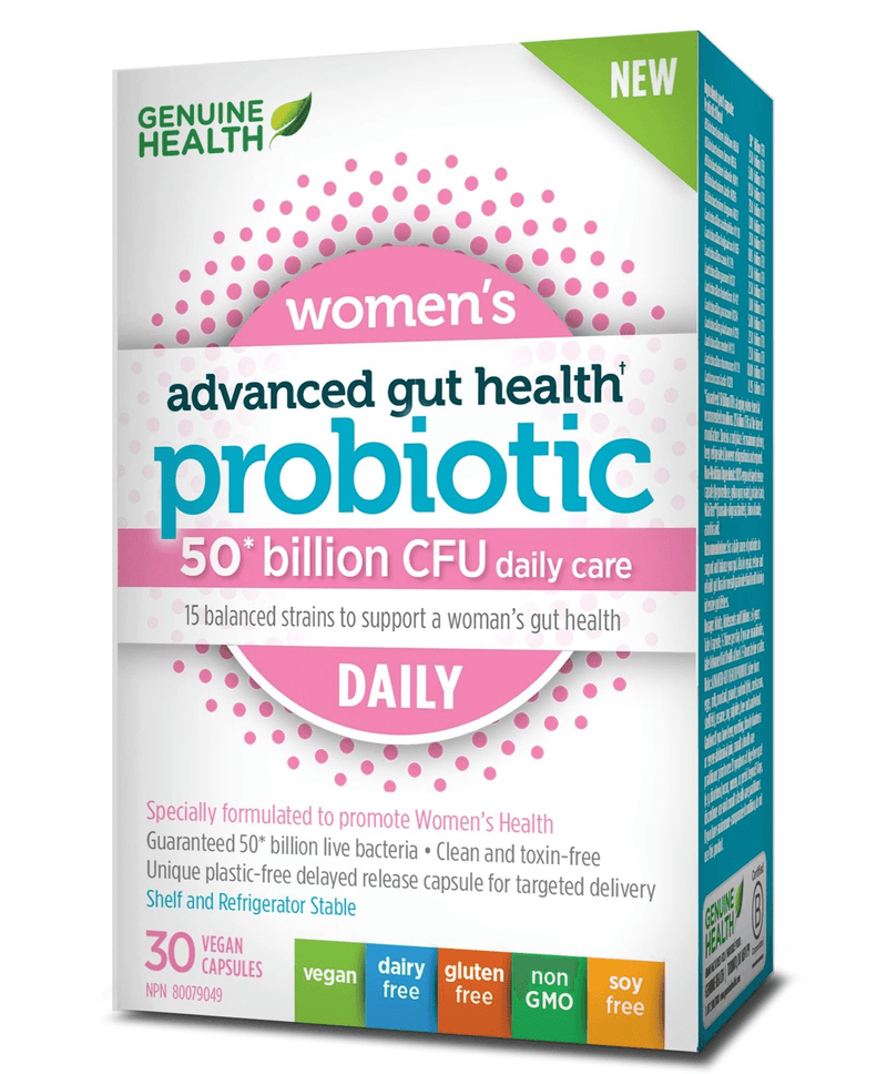 Genuine Health Advanced Gut Health Probiotic Women's Daily 50 Billion CFU 30 Capsules - Five Natural