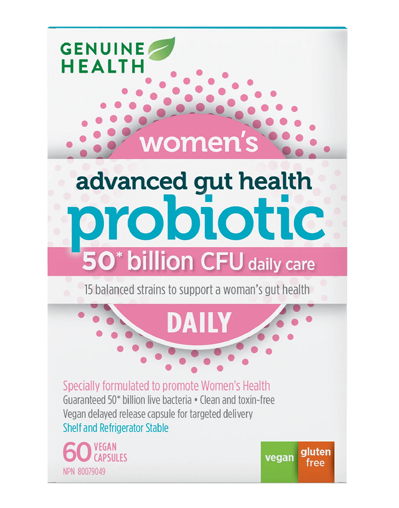 Genuine Health Advanced Gut Health Probiotic Women's Daily 50 Billion CFU 60 Capsules - Five Natural