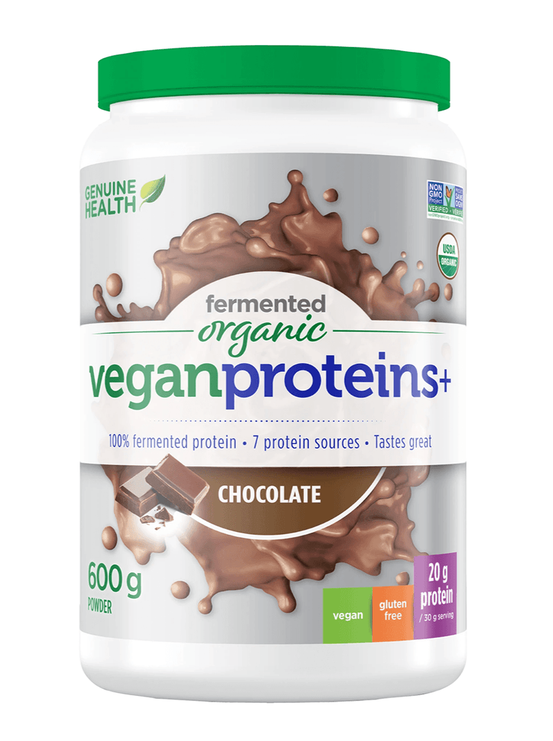 Genuine Health Fermented Organic Vegan Proteins+ Chocolate 600g - Five Natural