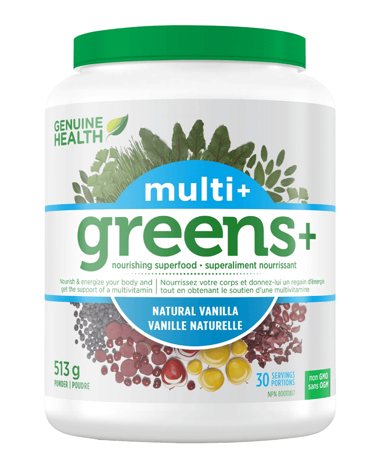 Genuine Health Greens+ Multi+ Vanilla 30 Servings - Five Natural