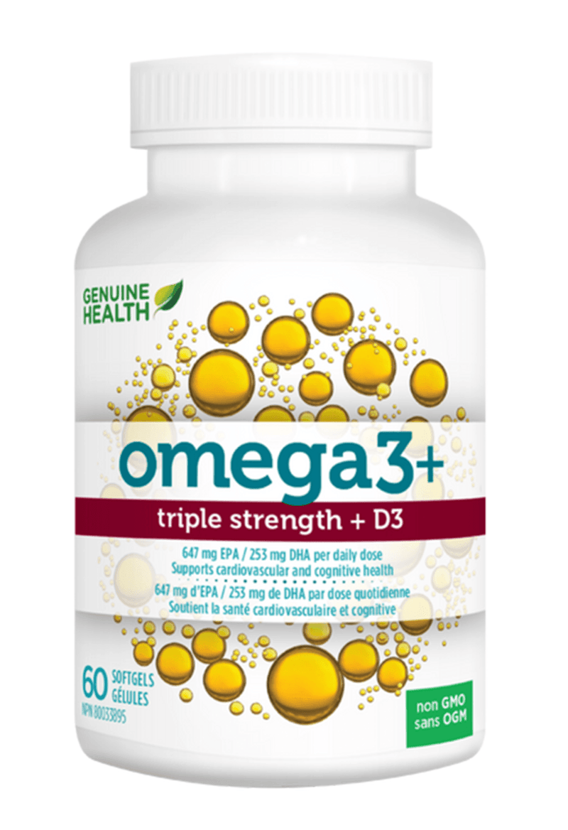 Genuine Health Omega3+ Triple Strength + D3 60 Capsules - Five Natural