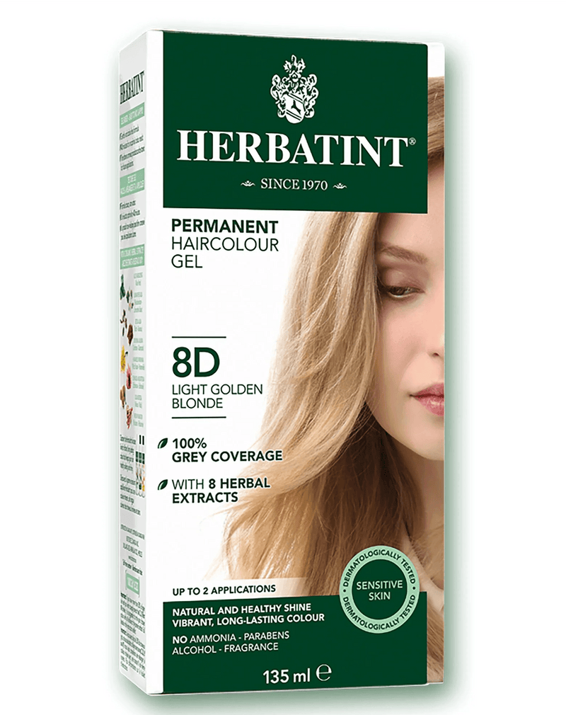 Herbatint D8 Light Golden Blonde Permanent Hair Colour 135mL - Five Natural