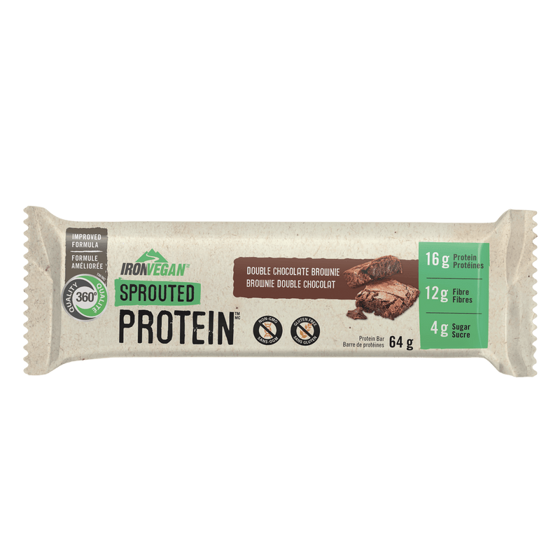 Iron Vegan Sprouted Protein Bar - Double Chocolate Brownie 64g - Five Natural