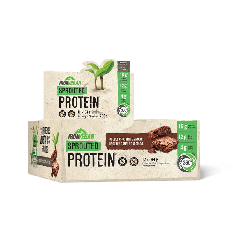 Iron Vegan Sprouted Protein Bar Double Chocolate Brownie 64g - Five Natural