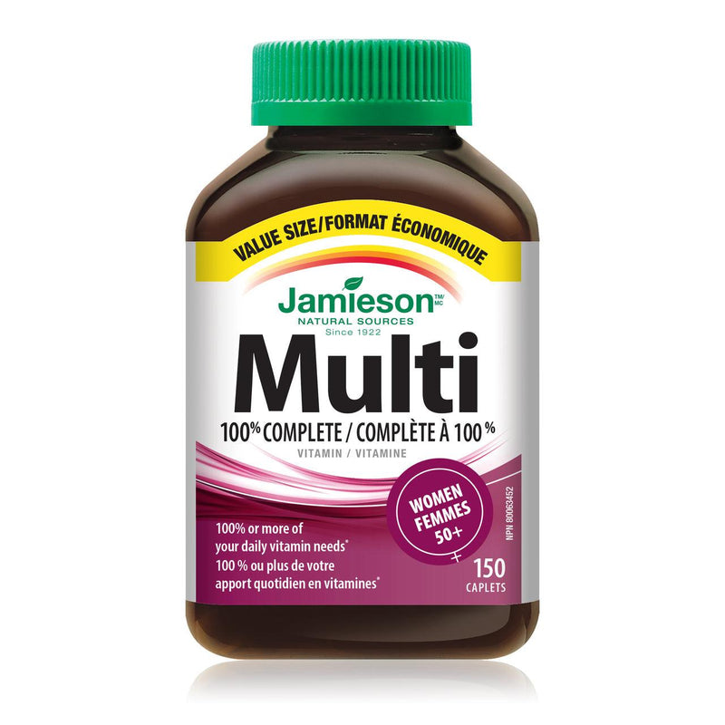 Jamieson 100% Complete Multivitamin for Women 50+ - VALUE SIZE 150 Caplets - Five Natural