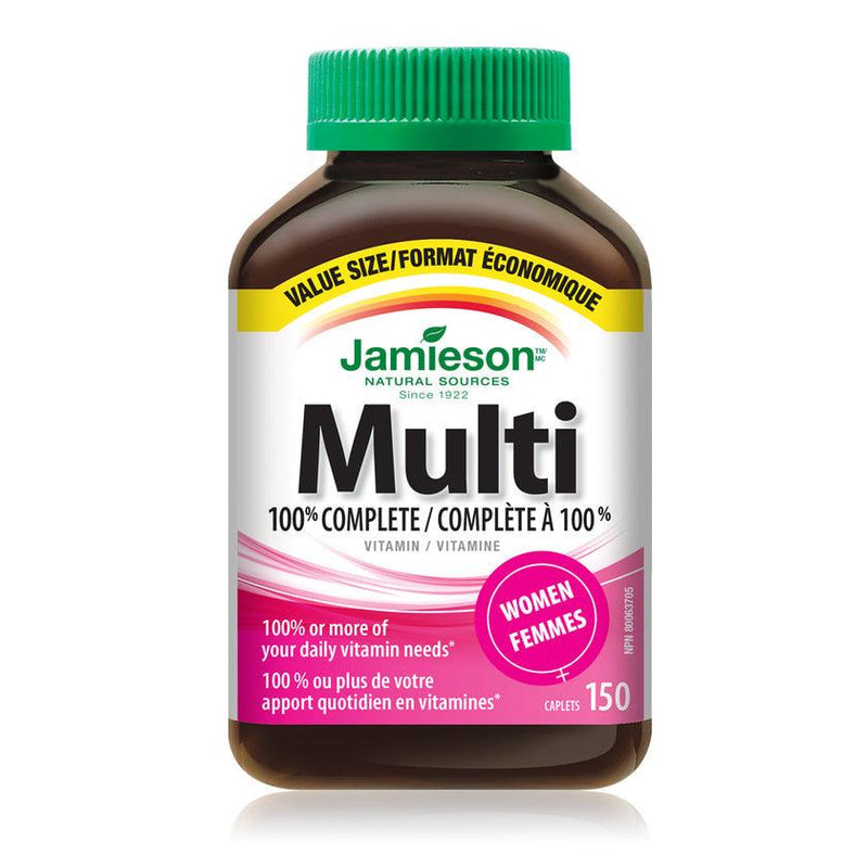 Jamieson 100% Complete Multivitamin for Women - VALUE SIZE 150 Caplets - Five Natural