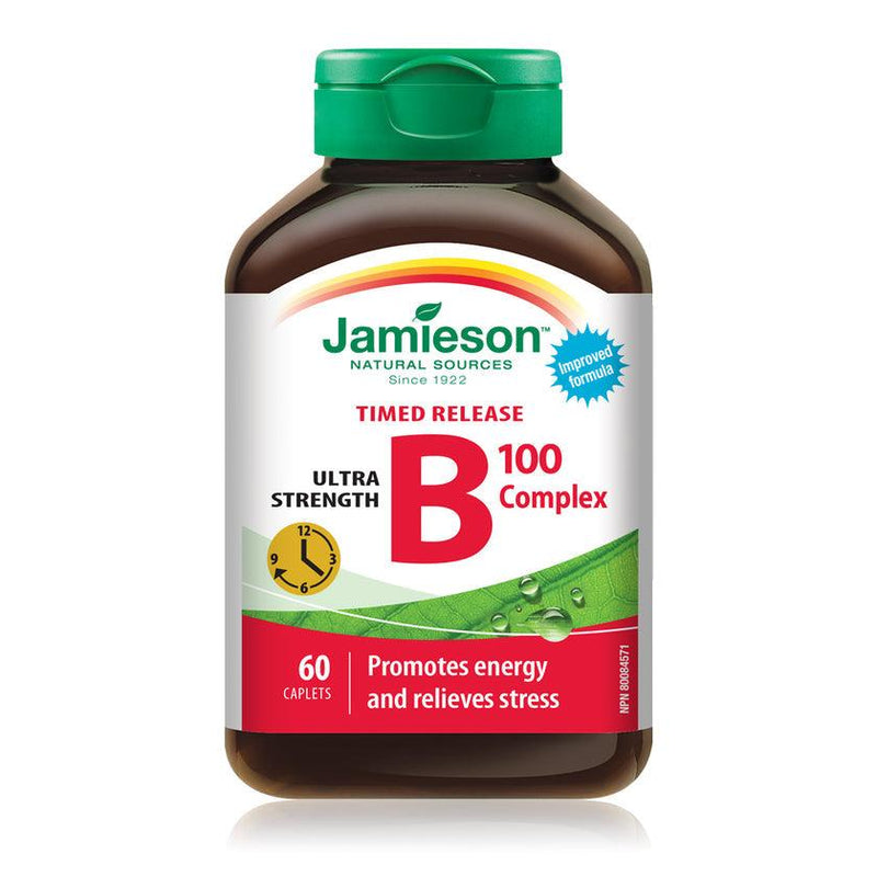 Jamieson B Complex 100 Ultra Strength - Timed Release 60 Caplets - Five Natural